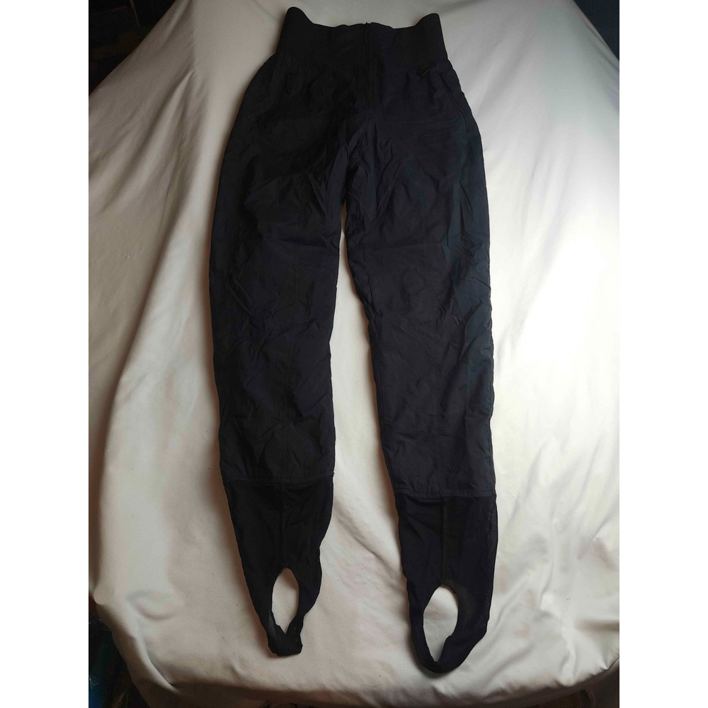 Vintage Tyrolia Ski Pants Womens Size 10 Black Woven Stirrup High Waist Snow